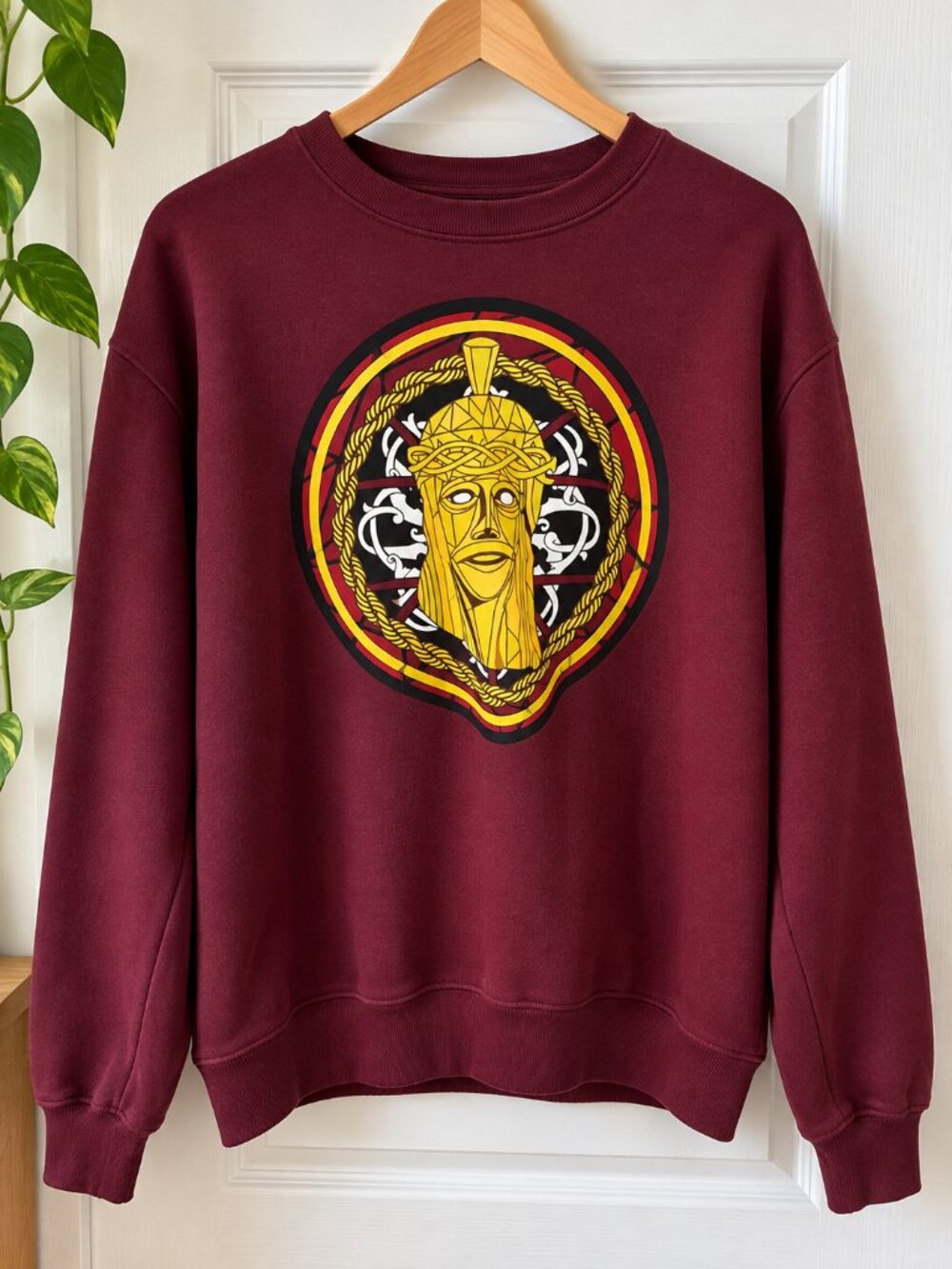Crooks and Castles Medusa Graphic Burgundy Crewneck Sweatshirt